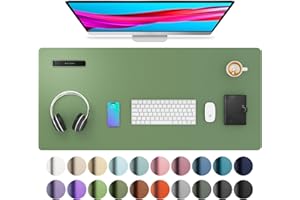 AOTHIA Alfombrilla de escritorio, alfombrilla de ratón, protector de escritorio, papel secante de cuero de PU antideslizante para juegos de oficina/hogar (91cmx43cm,Olivgrün)