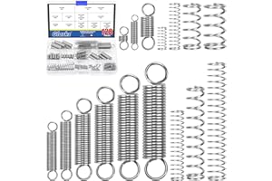 Glarks 128 Ensembles de Ressorts de Traction à Double Crochet en Acier Inoxydable 16 Tailles de Petits câbles de Ressort de Traction pour l'industrie de la Construction mécanique