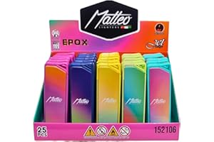 Zactly 5 x MATTEO Windproof Jet Flame Lighter Set Rare Dustproof Electronic Gas Refillable (Slim Colourful Gradient)