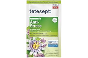 tetesept sale marino additivo bagno anti stress – Sale da bagno con oli essenziali – Calma e rigenera in caso di forte carico – Confezione da 10 da 80 g.