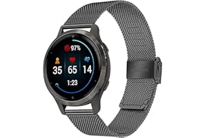 TRUMiRR Replacement for Garmin Venu 3S/Venu 2S/Vivoactive 4S/Vivomove 3S/Forerunner 265S Bracelet, 18 mm Metal Mesh Stainless Steel Watch Strap Replacement Strap for Fossil Women's Q Venture HR 4,