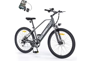 HillMiles MileTrail1 26” Bici Elettrica Per Adulti Con Sensore di Coppia e Freni Idraulici, Autonomia 100KM, 36V 13AH Batteria Rimovibile, 25KM/H Velocità, Montagna E-Bike