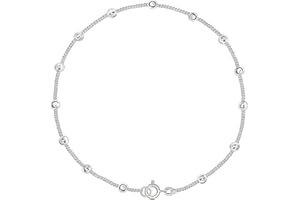 CLEVER SCHMUCK Bracelet de cheville maille gourmette de 27 cm en argent sterling 925 brillant (peut être porté plus court, en attachant le fermoir devant une boule) parsemé de nombreuses boules d'env. Ø 2,5 mm Convient pour femme, enfant et adolescent