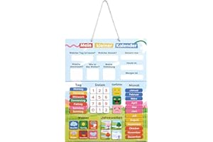 chuckle Allemand Calendrier Mural magnétique pour Enfants avec Saisons, Date et météo - 40 x 32 cm - Outil d'apprentissage ludique pour Les Enfants de 4 à 10 Ans, Personnalisable pour Chaque année