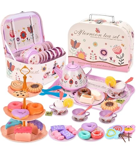 ForeverElla Juego De Té De Silicona De 12 Piezas Para Niñas Pequeñas, Juego De Simulación Ecológico, Sin BPA, Juego De Té Para Niños, Apto Para Lavavajillas, No Se Rompe Como Los