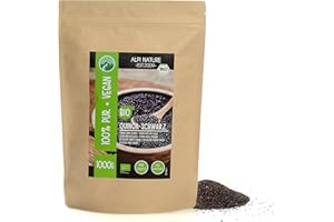 Quinoa noir bio (1kg), quinoa bio noir issu de l'agriculture biologique certifiée, sans gluten, sans lactose, testé en laboratoire, vegan, 100% naturel sans additif