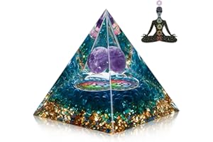 RUNEAY Crystal Pyramid,Orgone Pyramid Amethyste Crystal Ogan Reiki Chakra Crushed Stone Meditation Orgone Chakra Crafts Home Office Decor Ornaments(Blue,6cm)