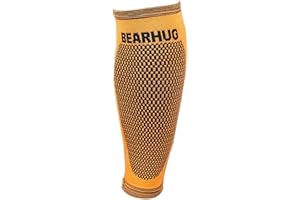 Bearhug Calf Compression Sleeve for Men and Women - Shin Splints Support for Torn Muscle and Leg Cramps - Bamboo Calf Support for Sports, Running, Gym, L