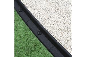 MONSTER SHOP Bordure de Pelouse Flexible Bordure de Jardin Gazon Bordure de Chemin Bordure de Potager Bordure de Lit de Fleurs Bordure Surélevée en Caoutchouc Gazon Artificiel Noir | Lot de 6 x 1.2m