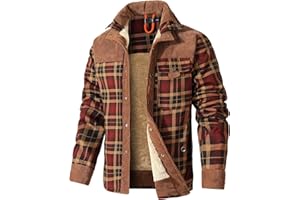 HYPESTFIT Veste Bûcheron Homme Hiver - Veste en Flanelle Doublée Sherpa Chaud, Coupe-Vent avec Boutons, Style Rustique Moderne pour Randonnée et Plein Air