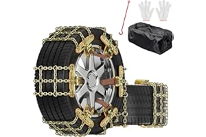 SUNYRISY 6Pcs Schneeketten, Universal Anti-Rutsch Einstellbare Schneeketten für Reifenbreite 215-285 mm, Fett Schwerlast Notfallzugketten für die Meisten PKW/SUV/LKW