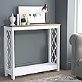 Galano Nova Console Table - Modern Distressed Oak Finish - Bookshelf Cabinet for Hallway - Entryway - Foyer - Living Room - Bedroom - Space Saving (White/Oak)