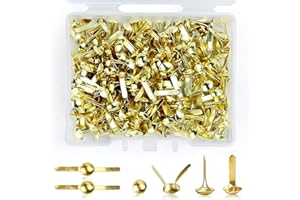 REALJOY 200 Pcs Split Pins, Metal Paper Fasteners Mini Brads, 4.5mm x 8mm Round Scrapbooking Brads Split Pins with Storage Box for Paper Craft DIY Stamping Scrapbooking (Gold)