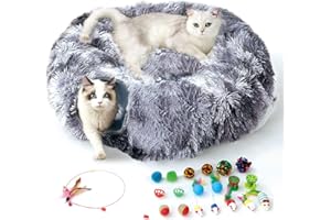 FURRYPAWS Túnel para Gatos 3 en 1-160cm con Cama Extraíble, Transformable (S/C/Redondo), Estructura Metálica, 20 Juguetes, Plegable para Gatos/Conejos
