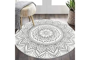 Pauwer Round Rugs, Soft Large Non-Slip Washable Rug, Cotton Rugs for Children's Room, Living Room, 120 cm