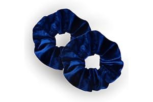 ‎LEIRINIK Leirinik Velvet Scrunchie navy blau 2er Pack - 14 cm - hochwertiger Haargummi aus 100% Polyester - Samt Optik für Damen & Mädchen - alle Haartypen - haarschonend