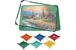 MOZOOSON Tappeto puzzle, Tavole per Puzzle 1000 Pezzi, Jigsaw Board, Tappetino Puzzle 32 x 22in, Tappetini Puzzle, Riporre i Puzzle con 6 Vassoi + 1 Coperchio Antipolvere