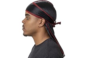 Veeta Superior Silk Durag - Smooth Silk Durag for Men & Women, Long Double Wide Straps, Outside Seam Triple Stitch Du Rag