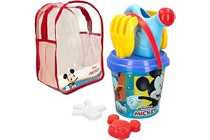 ColorBaby 48217 - Disney Mickey Mouse Set Cubo de Playa Infantil con Mochila, Pala, rastrillo, regadera y Accesorios, Juguetes de Verano para niños y bebés