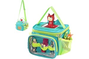 Hautton Tragetasche für Toniebox & Tigerbox，Aufbewahrungtasche für Musikbox, Tonies Figuren, Kopfhörer, Ladegerät mit Schultergurt für Reisen -Aquablau