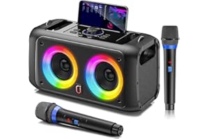 JYX Máquina de Karaoke con 2 Micrófonos Inalámbricos, Sistemas Portátiles Bluetooth para Niños y Karaoke de Adultos, Altavoz PA, Kit de Karaoke Completo, Compatible con Tarjeta TF/USB, Entrada AUX y