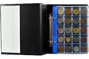 PELLER'S Album pour 200 Monnaies. Classeur S. 10 Feuilles pour chacune 20 Pochettes: 31mm x 26mm. Idéal pour Monnaies jusqu'à 22.5 mm de diamètre.