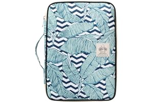 JAKAGO A4 Konferenzmappe Portfolio Schreibmappe mit Griffen Dokumententasche mit Reißverschluss,wasserdichte Multifunktions Aktenmappe für Reisen Meeting Büro（Banana Leaf）