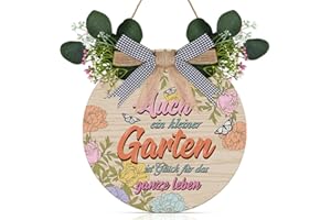 CHDITB 3D Blumen Garten Dekoration, Schöne Garten Schild Haustür Deko, Auch Ein Kleiner Garten ist Glück für Das ganze Leben Garten Deko Draußen. Wunderbare Gartenschild Holz Draußen
