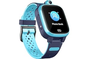Fitonme 4G Smart Watch for Kids - GPS Smartwatch with Waterproof Real Time Position WIFI Vedio Call Message Pedometer Geo-Fence SOS Anti-Lost of Early Education Tools for Boys Girls (Blue)