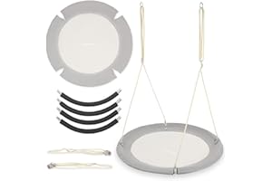 HyperMotion Balancoire Nid d'Oiseau 100 cm Diamètre - Balançoire Enfant et Adultes Exterieur/Interieur - Capacité de Charge 150 kg - Confort & Sécurité (Gris)