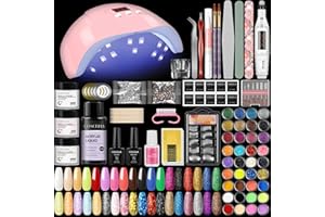 COSCELIA Kit Manicura Semipermanente Con Lampara Led Uñas Kit,Limas Para Uñas Manicura Eléctrica,Polvo de 3 Colores Para Exte