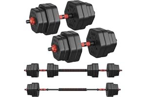 ‎SONGMICS SONGMICS Hantelset, Hanteln mit Verbindungsstange, Hexagon, Kurzhantelset, 10 kg, 20 kg, 30 kg, 40 kg, für Workout, Fitnesstraining, Gewichtheben für Zuhause, Fitnessstudio