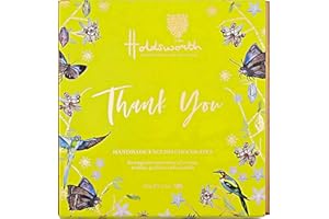 HOLDSWORTH HANDMADE ENGLISH CHOCOLATES Holdsworth Chocolates Occasions Collection - Thank You Gift Box Filled with Handmade Truffles and Assorted Milk, Dark and White Chocolates Perfect for gifting 110g
