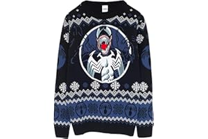 POPGEAR Marvel Comics Venom Christmas Knitted Jumper, Adults, XS-5XL, Black, Official Merchandise