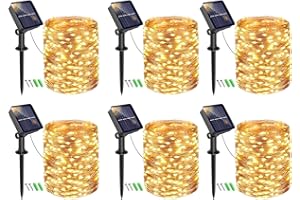 bitjam【6 Pezzi Luci Esterno, 102M 900LED Catena Luminosa 8 modalità Energia Solare Impermeabili Filo di Rame Lucine decorazioni giardino,Natale,Festa