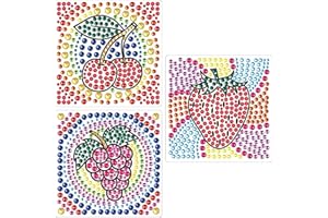 hocadon 3pcs Suncatcher Craft Kit, 15x15cm Arts and Crafts for Kids, Diamond Painting Kits for Kids 5D Paint by Numbers, Art Set for Kids 6-12(Fruit Pattern)