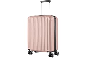 R.Leone Ryanair 55x40x20 cm Valigia Trolley Bagaglio a mano 4 Ruote in ABS Autonomo 999 (Rose Gold, Valigia 55x40x20 cm)