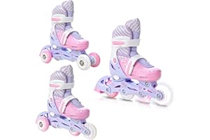 Raven - Pattini a rotelle per bambini, ragazze, adulti, bambini - Pattini a rotelle 3 in 1 con pattini quad, per principianti - Regolabili
