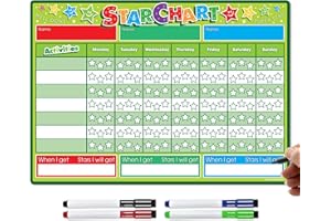 THE MAGNET SHOP TMS - Grafico delle ricompense per bambini – Grafico a stella magnetico per riconoscere e ispirare il buon comportamento in bambini e bambini, ragazzi e ragazze. Viene fornito con 4 penne magnetiche