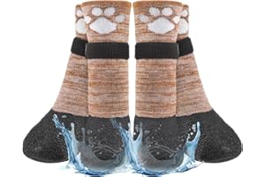 BEAUTYZOO Anti Slip Dog Socks Boots, Dog Shoes for Hot/Cold Winter Pavement, Waterproof Grip Dogs Booties Paw Protector for Hardwood Floor, Prevent Licking for Small Medium Large Dogs Puppy Senior Old