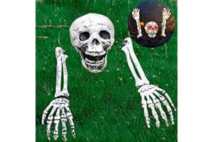 ZQEJEFD Scheletro decorativo per Halloween, decorazione per esterni, scheletro, per Halloween, decorazione da giardino, spaventoso, cimitero, con catena luminosa da 3 m, decorazione scheletrico