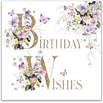 Nigel Quiney Biglietto Auguri Compleanno Donna - Cocktail Floreali Con Finitura In Lamina Oro - Formato 15x15cm