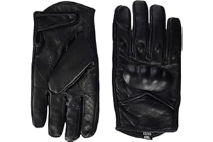 AUSTRALIAN BIKERS GEAR Bikers Gear - Guanti Corto Harley Cruiser in pelle nera con rivestimento termico
