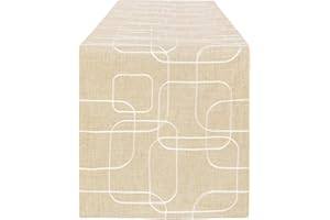 LLCUTESHOP Runner da Tavola Europeo Crema Beige 32 x 183 cm, Ricamo Fatto a Mano Ispessito Doppio Strato Rettangolare lino Cotone Runner Tavola, Lavabile di Alta Qualità per la Decorazione