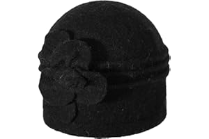 ZLYC Damen Winter Wolle Fischerhüte Blumen 1920s Vintage Bowler Hut