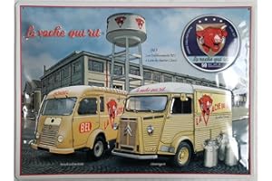 HONBEANIFY FRANZOSICH VINTAGE METALL BLECHSCHILD 40x30cm RETRO WERBUNG VACHE QUI RIT Fabrik Lachen Kuh Citroen Art Schoner Uhr