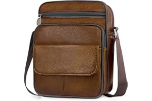 SUCIKORIO® Bolso Hombre Bandolera Pequeña, Bandolera Cuero Hombre Impermeable Bolso de Hombro Piel Vintage Crossbody Bag Casual con Correas de Hombro Ajustables