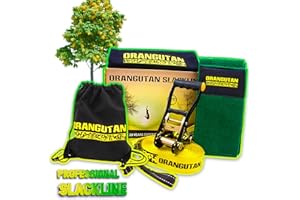 Orangutan Slackline Sport & Fitness Kit with Tree Protectors 15m - 50mm - Sport Fitness Rope - Garden Play Equipment - Premium Beginner/Advanced Set Perfect for Home and Outdoor Fun - Easy Setup