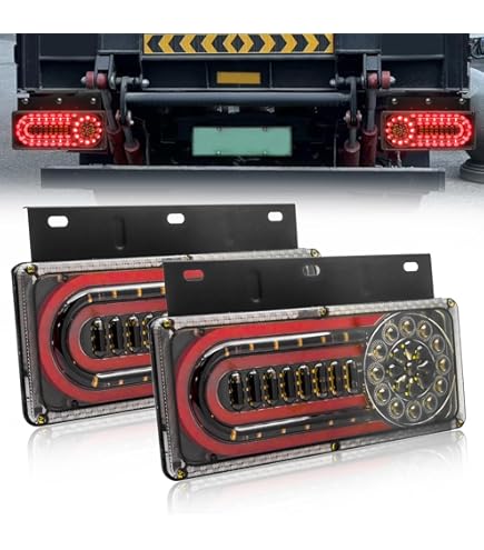 YnGia Luci Posteriori Per Rimorchio Rosse, 2PCS 4 Pollici Luce Freno Rotonda 16 LED Fanale Posteriore Indicatore Di Stop Per Camion Con Passacavo A