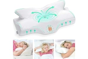 ‎ELVIROS Elviros Orthopädisches Kissen aus Memory Foam, Seitenschläferkissen Nackenstützkissen Kopfkissen Ergonomisches Schlafkissen 64 x 12,5/10,5 x 38cm